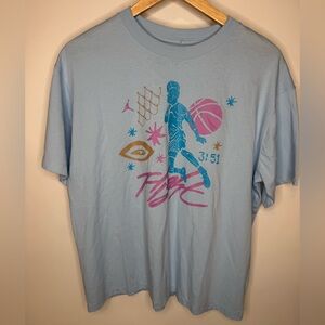 Nike Air Jordan Light Blue T-Shirt with Pink Logo